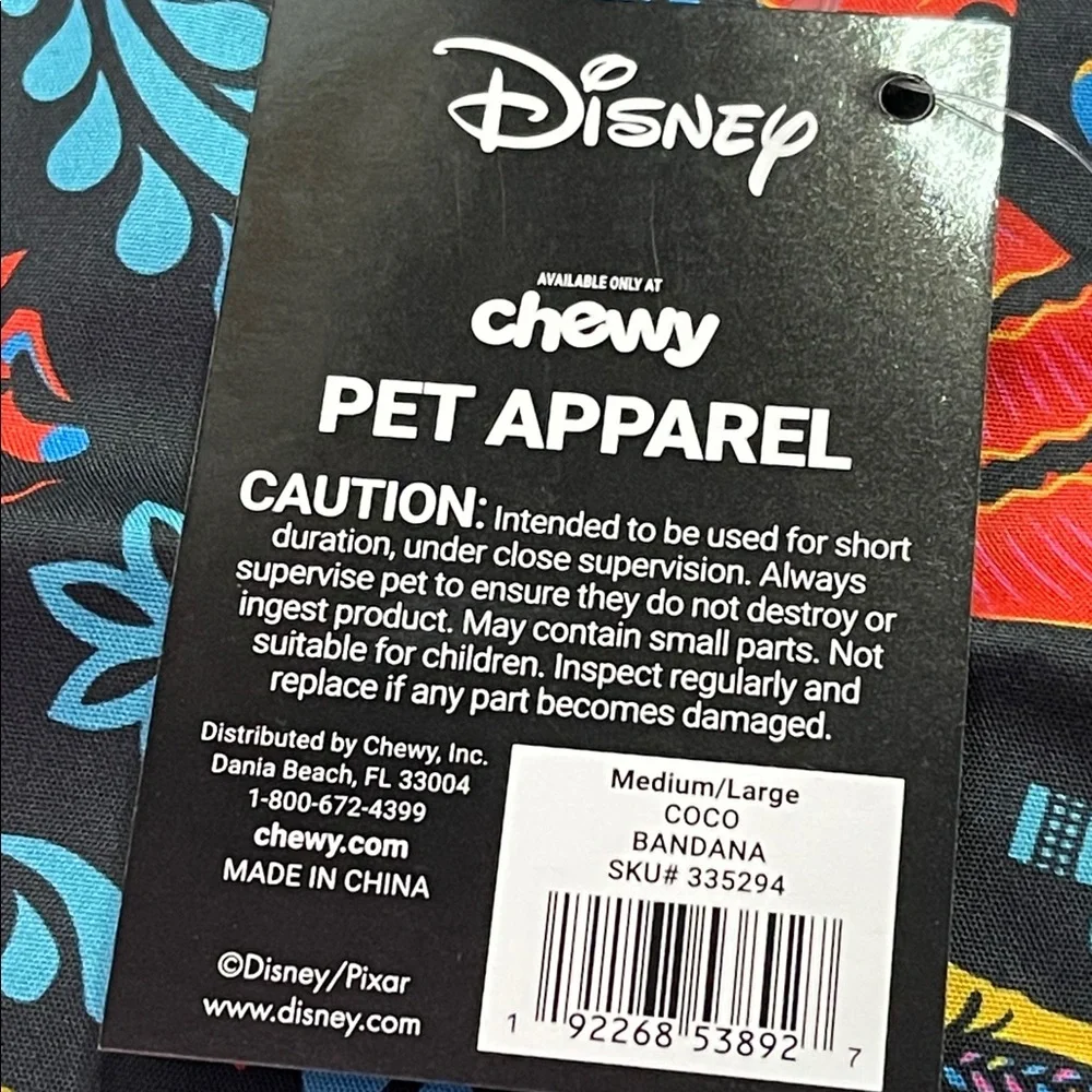 Bandana NWT Coco dog accessory Disney Pixar dog pet apparel Coco medium/large